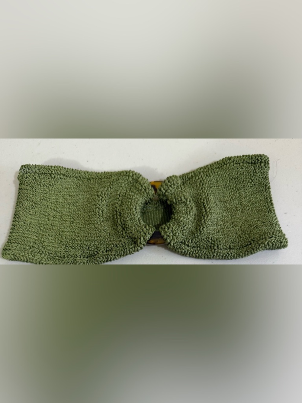Hunza G Olive Green Knit Twist Swim Head Wrap